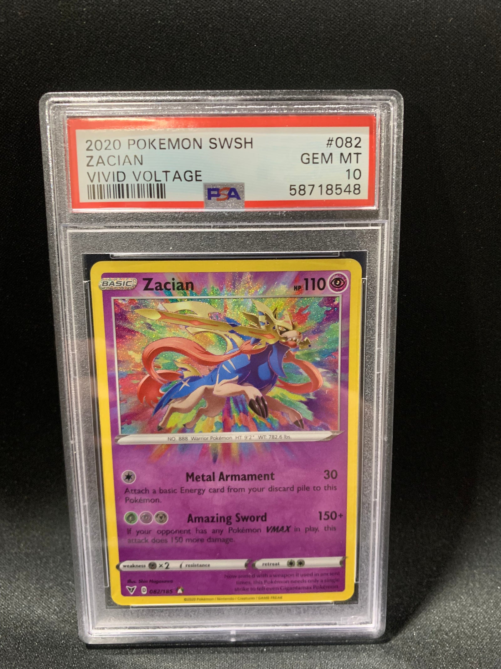 2020 POKEMON SWORD & SHIELD VIVID VOLTAGE ZACIAN #82 - PSA GEM MT 10