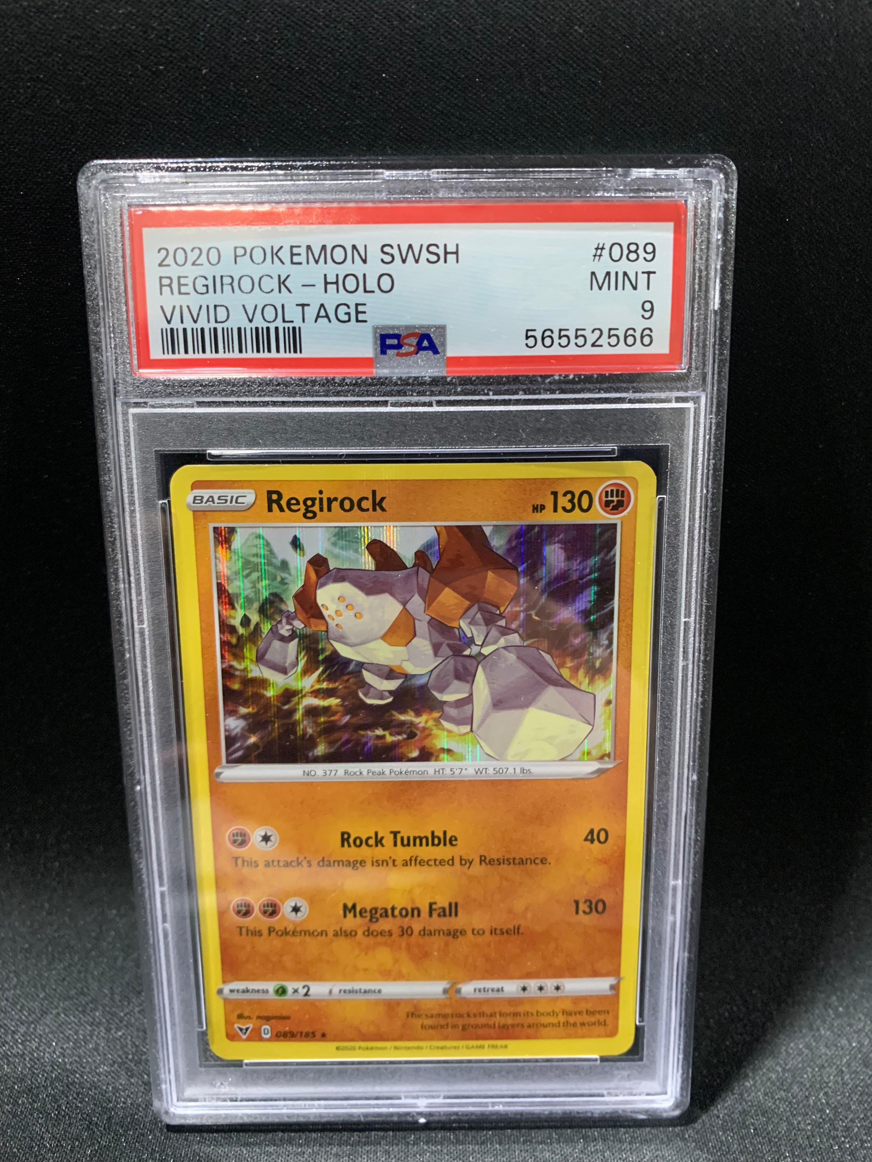2020 POKEMON SWORD & SHIELD VIVID VOLTAGE REGIROCK-HOLO #89 - PSA MINT 9