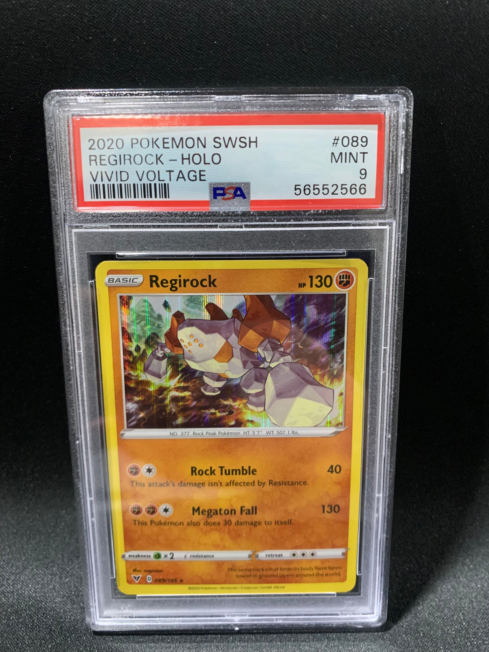 2020 POKEMON SWORD & SHIELD VIVID VOLTAGE REGIROCK-HOLO #89 - PSA MINT 9