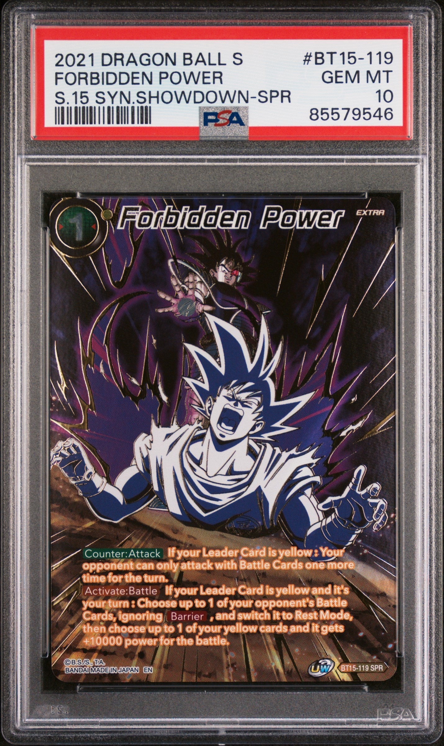 2021 DRAGON BALL SUPER 5 SAIYAN SHOWDOWN FORBIDDEN POWER #BT15-119 - PSA 10