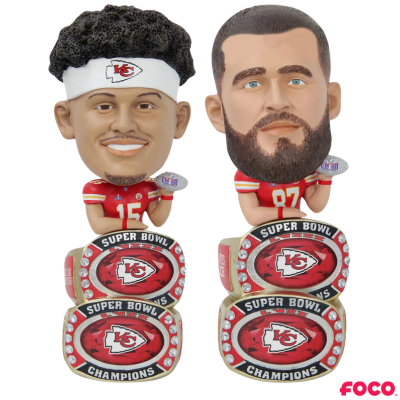 Kansas City Chiefs Super Bowl LVIII Champions Double Ring Base Bighead Bobblehead