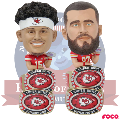 Kansas City Chiefs Super Bowl LVIII Champions Double Ring Base Bighead Bobblehead