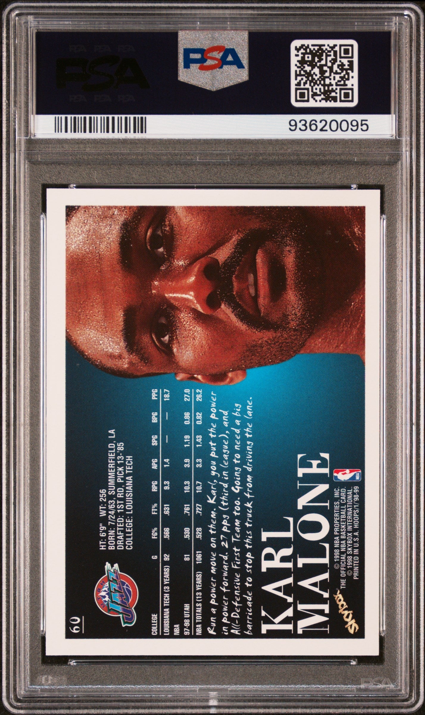1998 HOOPS KARL MALONE  #60 - PSA 10