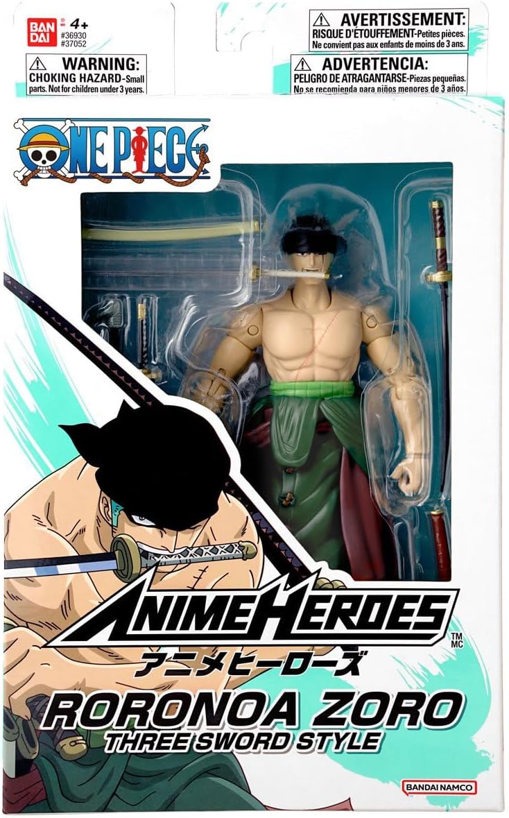 One Piece Roronoa Zoro Three Sword Style Anime Heroes Action Figure