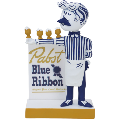Pabst Blue Ribbon Balancing Bartender Bobblehead
