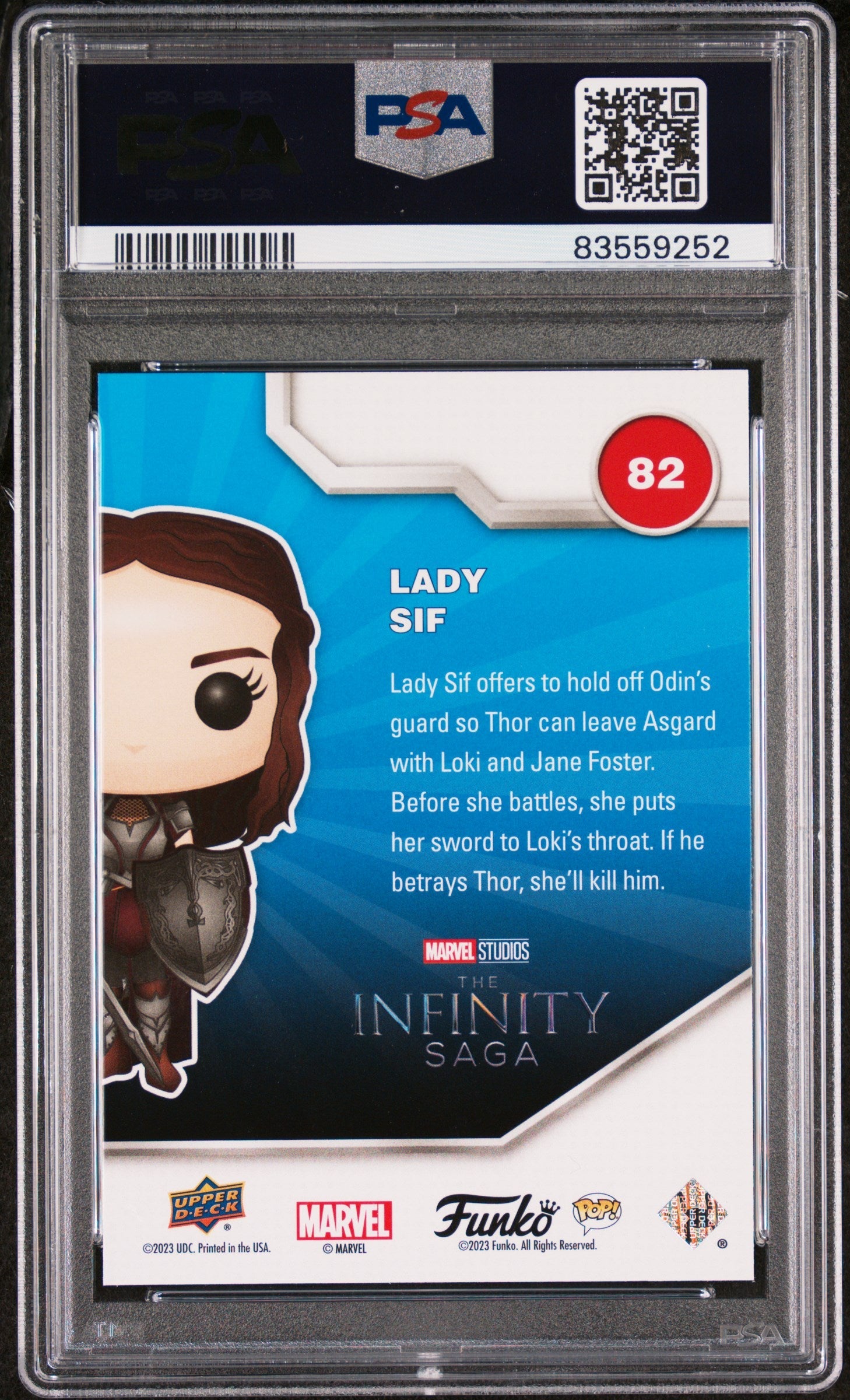 2023 UPPER DECK FUNKO POP MARVEL  LADY SIF PLATINUM #82  PSA 10