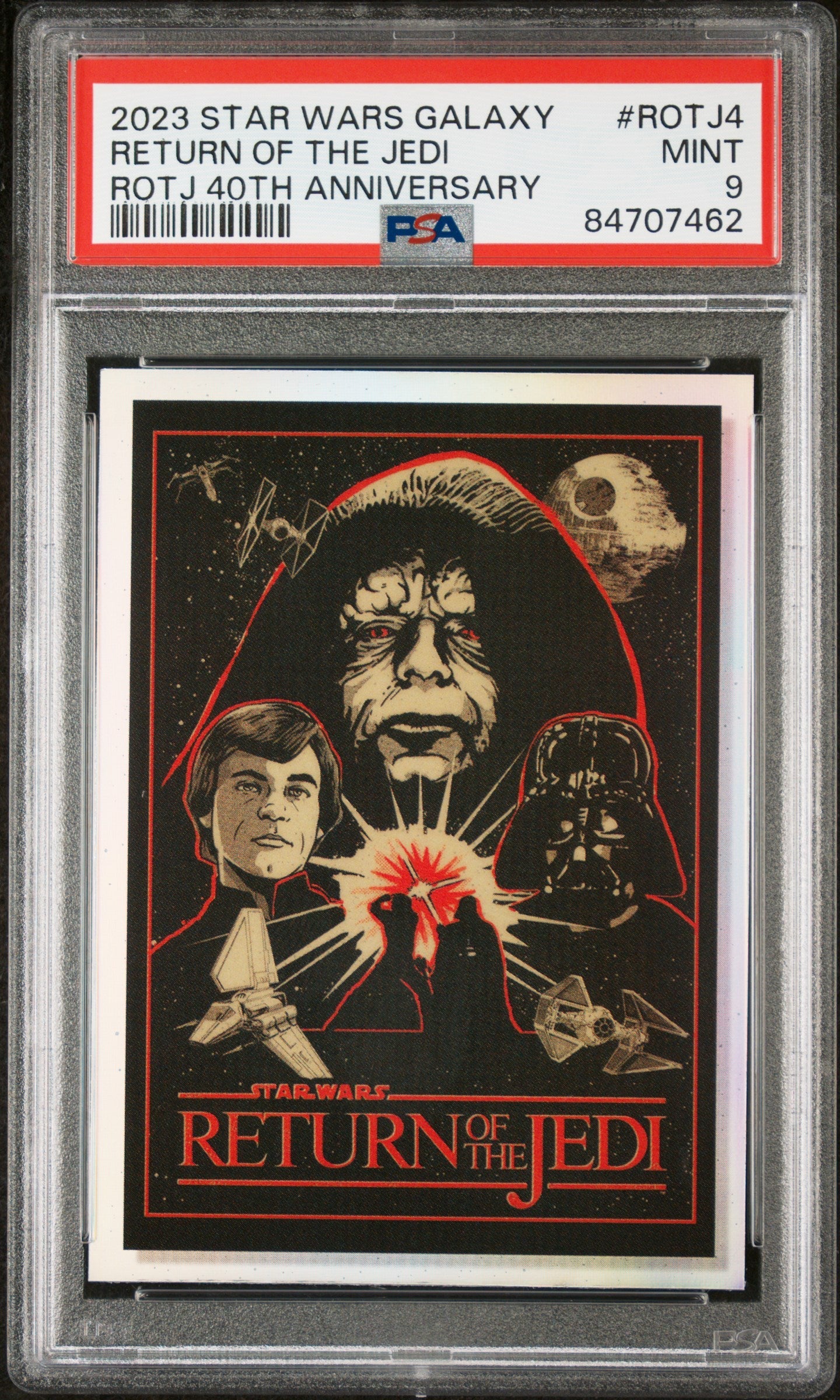 2023 TOPPS CHROME STAR WARS GALAXY RETURN OF THE JEDI 40TH ANNIVERSARY POSTER ART RETURN OF THE JEDI ROTJ 40TH ANNIVERSARY #ROTJ4 - PSA 9