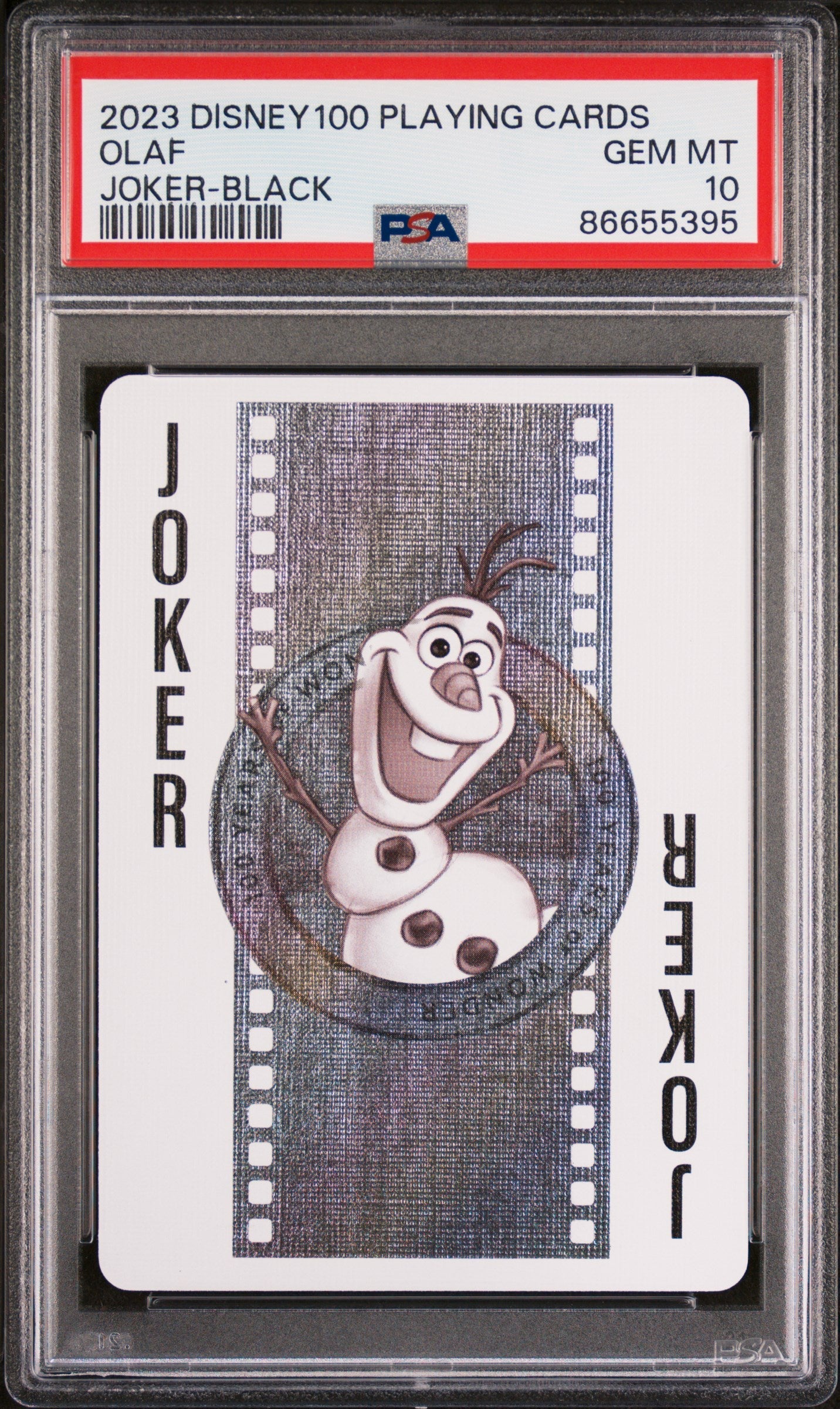 2023 DISNEY 100 PLAYING CARDS OLAF JOKER BLACK PSA 10