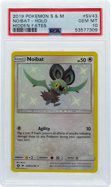 2019 POKEMON SUN & MOON HIDDEN FATES NOIBAT HOLO #SV43 PSA 10
