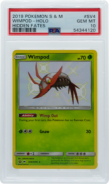 2019 POKEMON SUN & MOON HIDDEN FATES WIMPOD HOLO #SV4 PSA 10