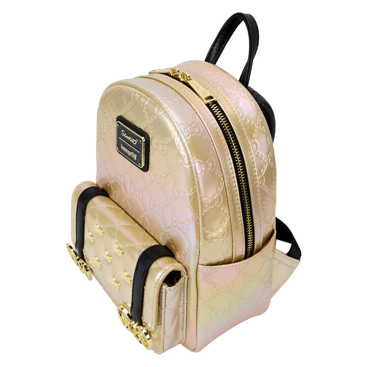 Sanrio Hello Kitty 50th Anniversary Metallic Gold Embossed Mini Backpack by Loungefly