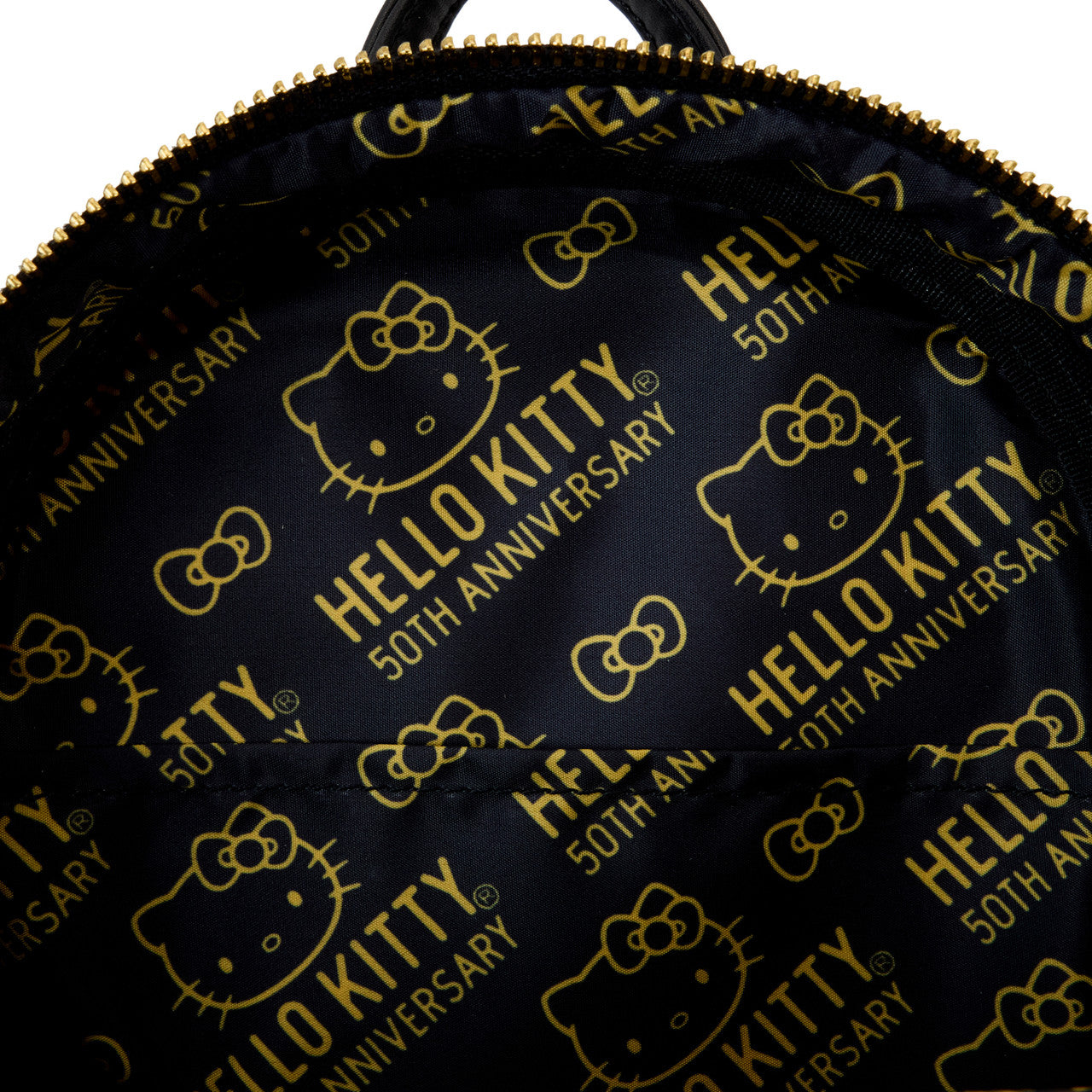 Sanrio Hello Kitty 50th Anniversary Metallic Gold Embossed Mini Backpack by Loungefly