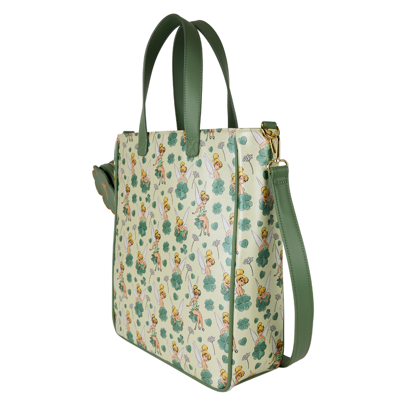 Peter Pan Tinker Bell Disney Clover All-Over Print Tote Crossbody Bag With Coin Bag
