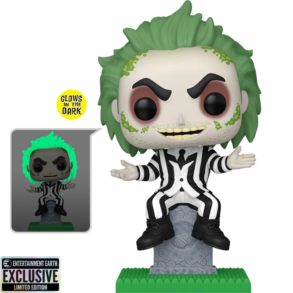 Beetlejuice on Tombstone GITD Vinyl Figure #1757 By Funko Pop! Plus - EE Exclusive