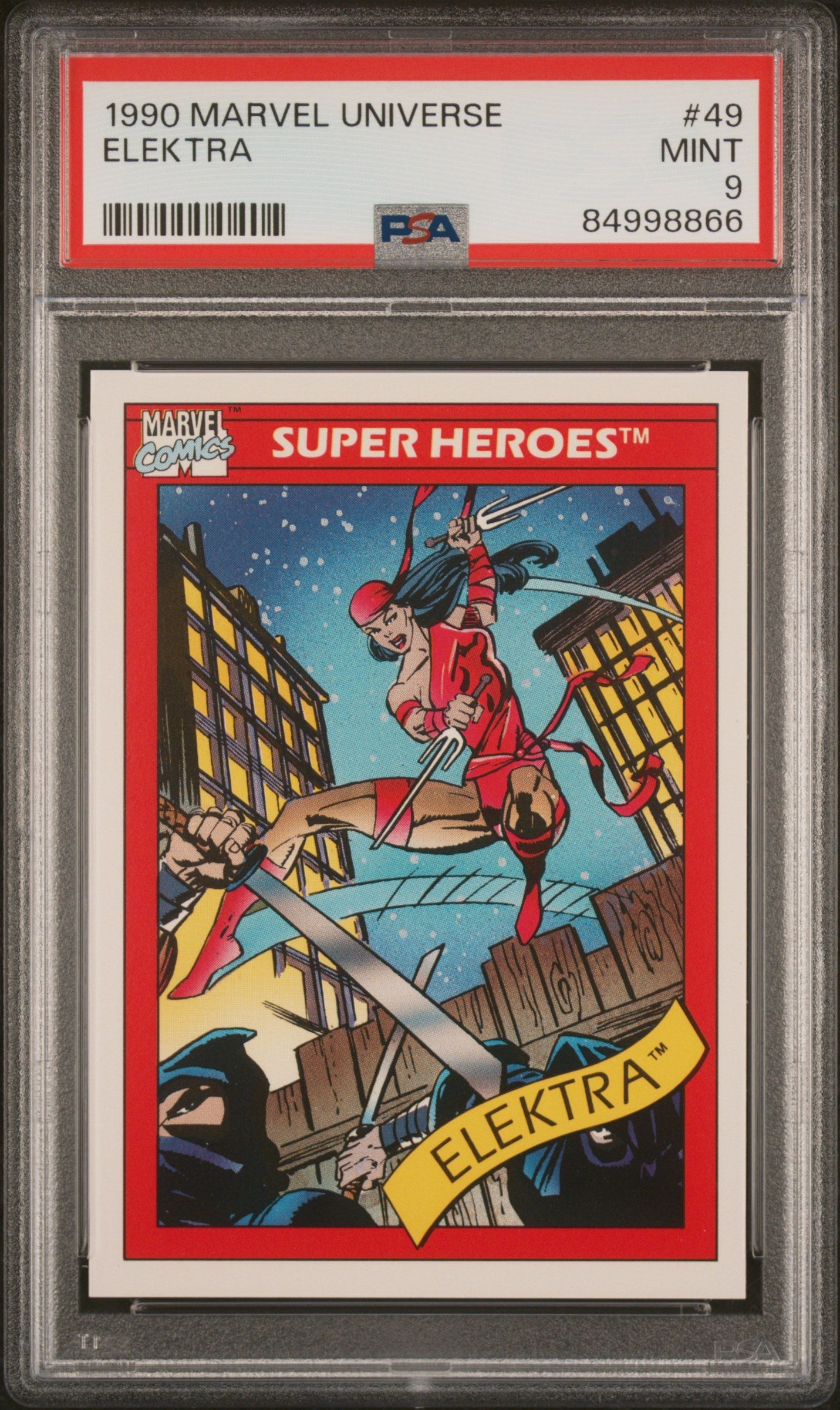 1990 MARVEL UNIVERSE ELEKTRA  #49 - PSA 9