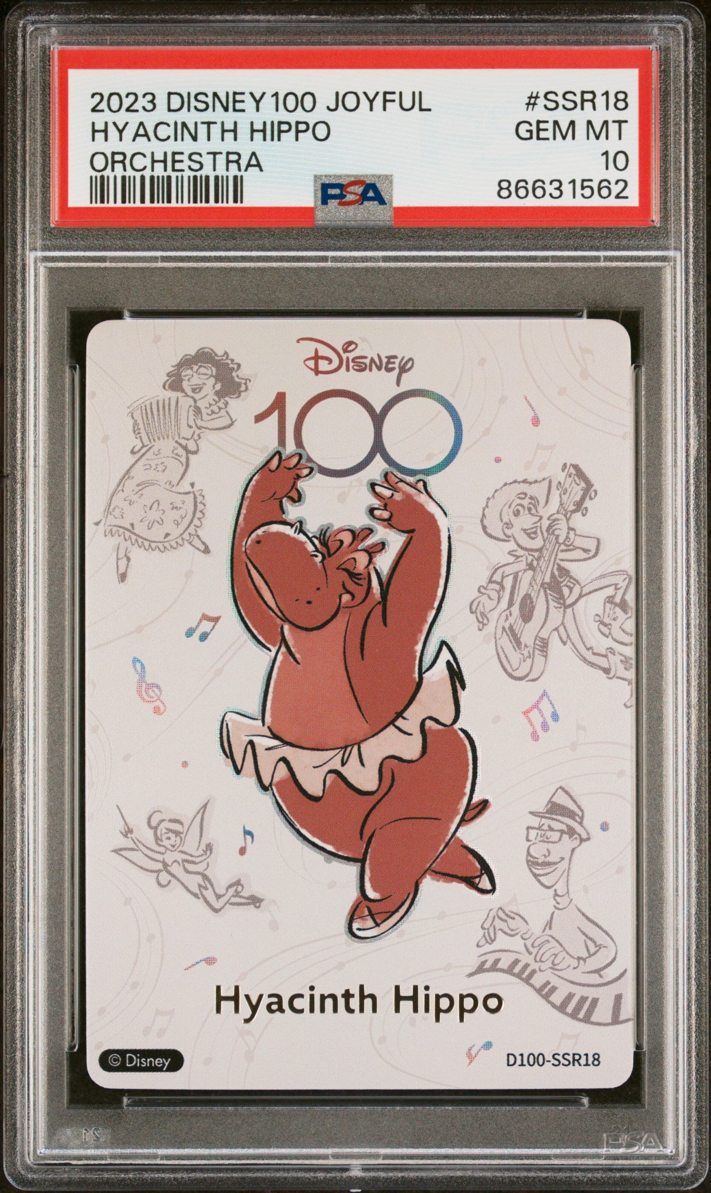 2023 CARD FUN DISNEY 100 JOYFUL ORCHESTRA HYACINTH HIPPO SSR18 PSA 10