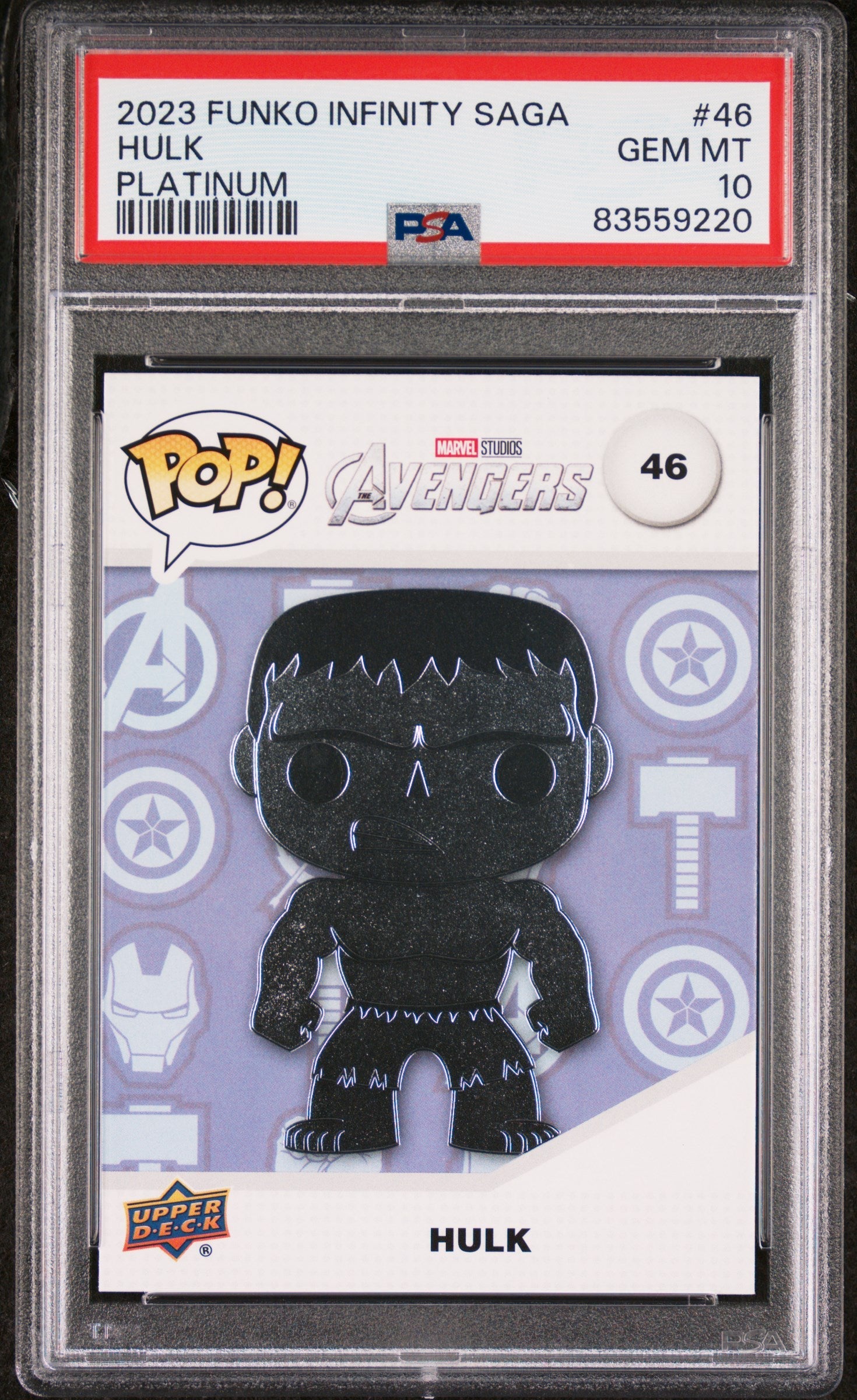 2023 UPPER DECK FUNKO POP MARVEL  HULK PLATINUM #46  PSA 10