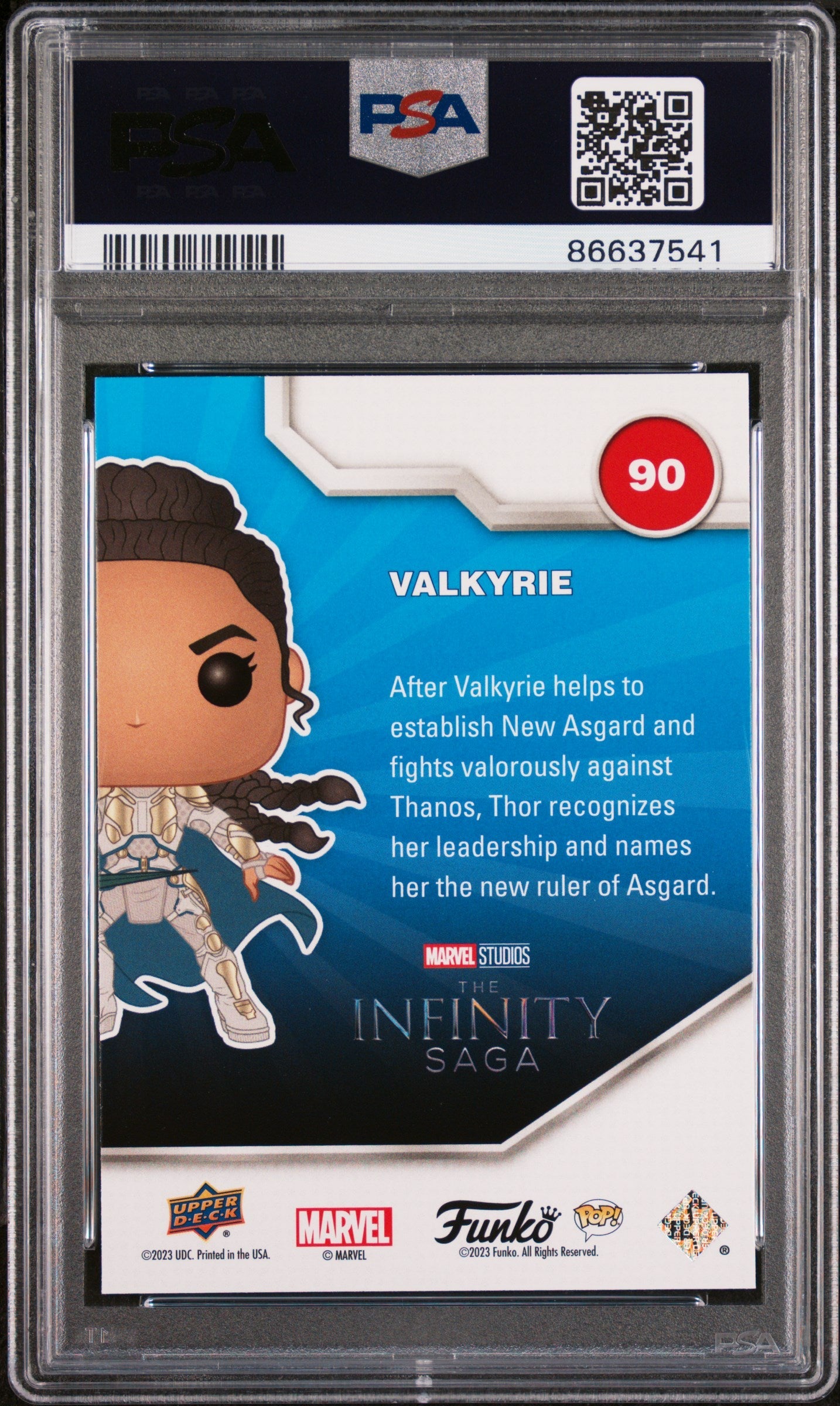 2023 UPPER DECK FUNKO POP MARVEL  VALKYRIE PLATINUM #90  PSA 10