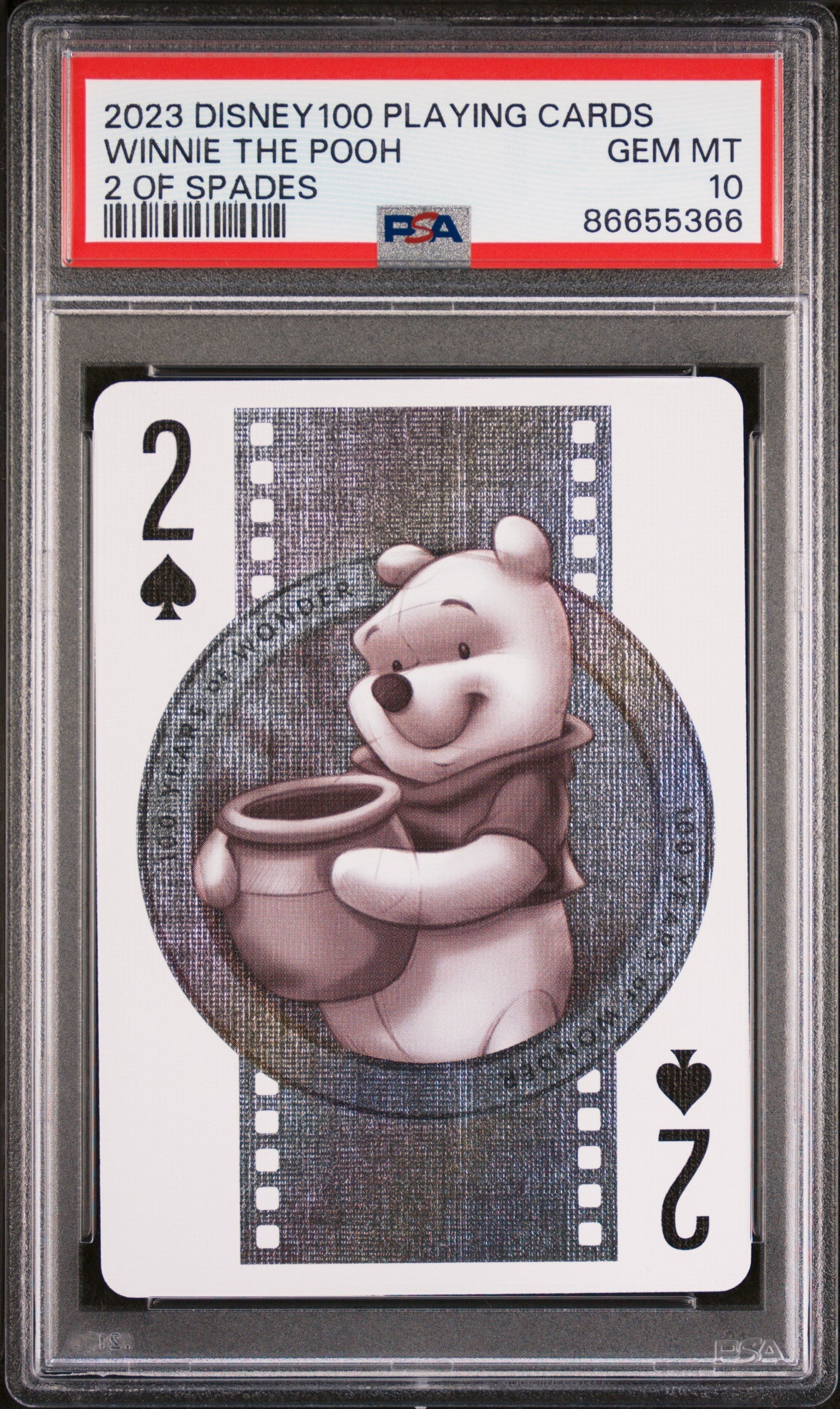 2023 DISNEY 100 PLAYING CARDS WINNIE THE POOH 2 OF SPADES PSA 10