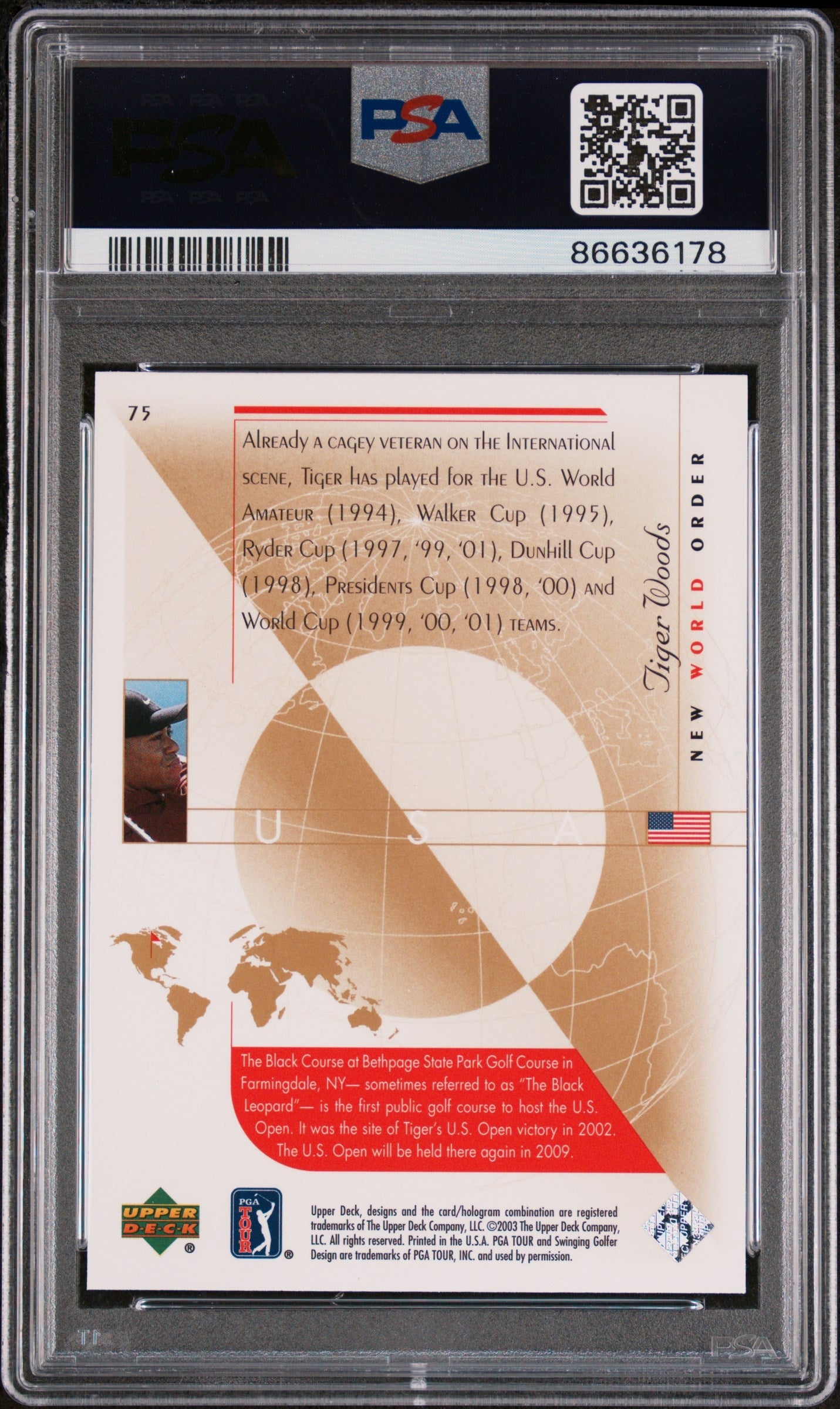 2003 UPPER DECK GOLF TIGER WOODS  #75 - PSA 10