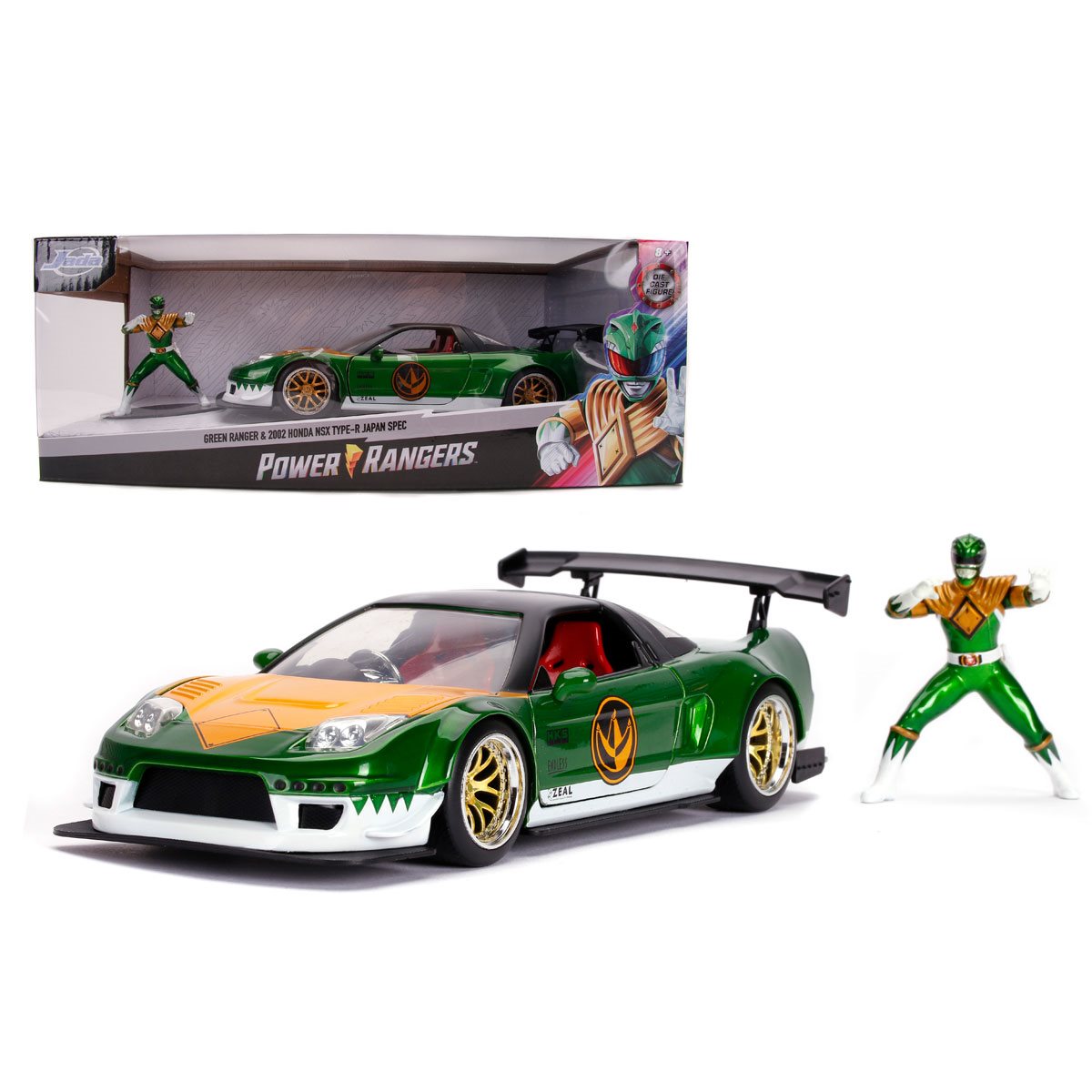 *Dent/Ding Packaging* - Mighty Morphin Power Rangers Green Ranger 2002 Honda NSX 1:24 Scale Die-Cast Metal Vehicle with Figure
