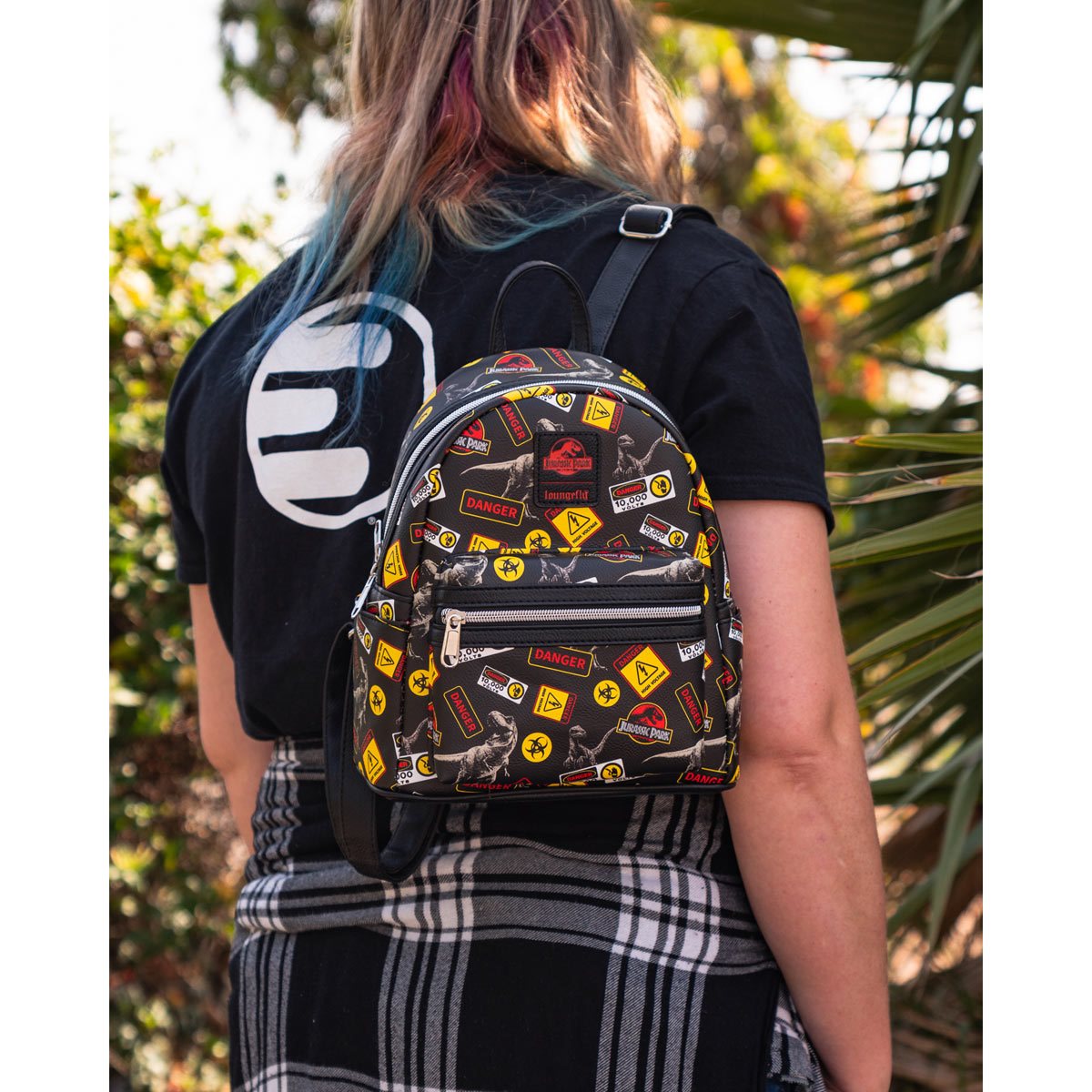 Jurassic Park Warning Signs Mini Backpack by LoungeFly