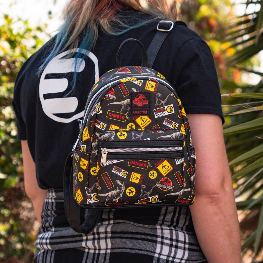 Jurassic Park Warning Signs Mini Backpack by LoungeFly