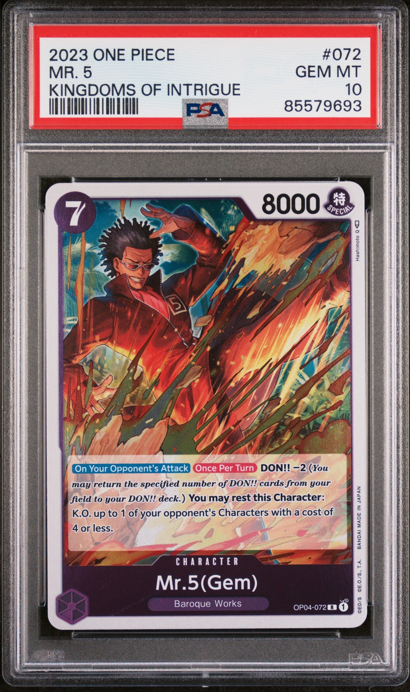 2023 ONE PIECE KINGDOMS OF INTRIGUE MR. 5 #72 - PSA GEM MT 10