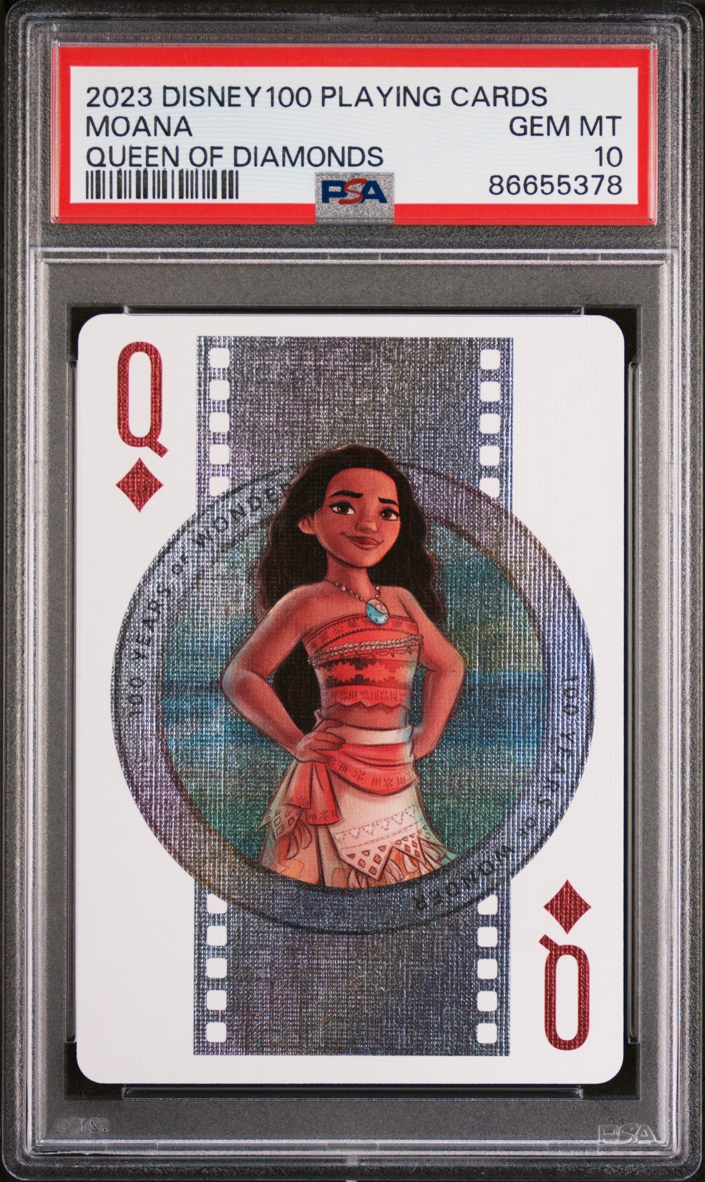 2023 DISNEY 100 PLAYING CARDS MOANA QUEEN OF DIAMONDS PSA 10