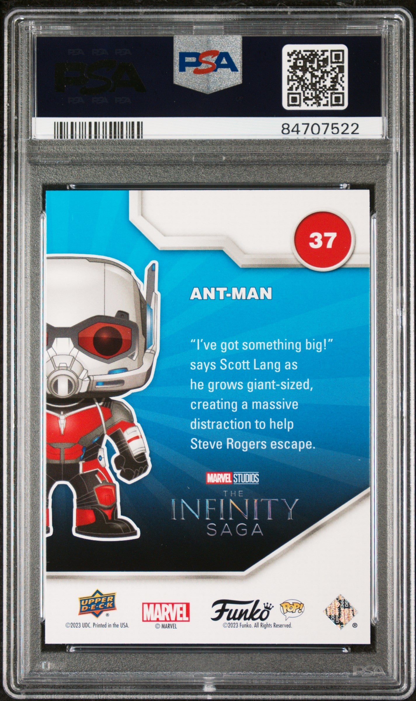 2023 UPPER DECK FUNKO POP MARVEL  ANTMAN PLATINUM #37  PSA 10