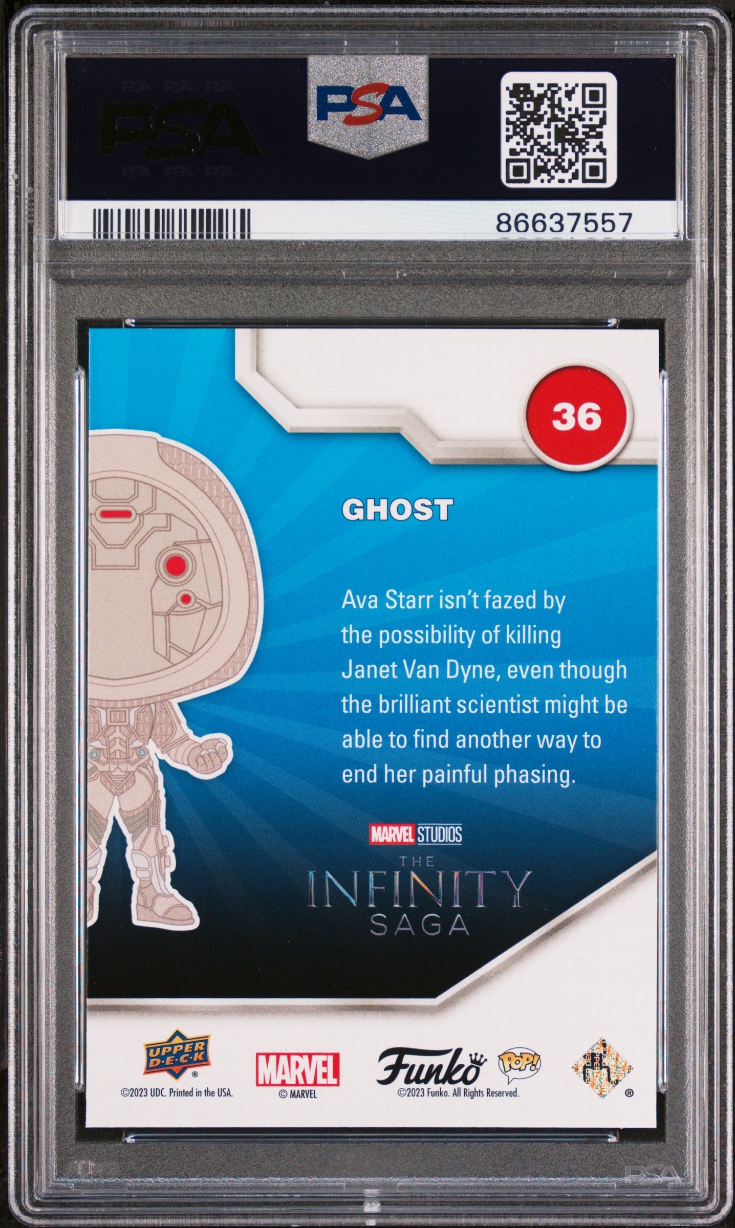 2023 UPPER DECK FUNKO POP MARVEL  GHOST PLATINUM #36  PSA 10