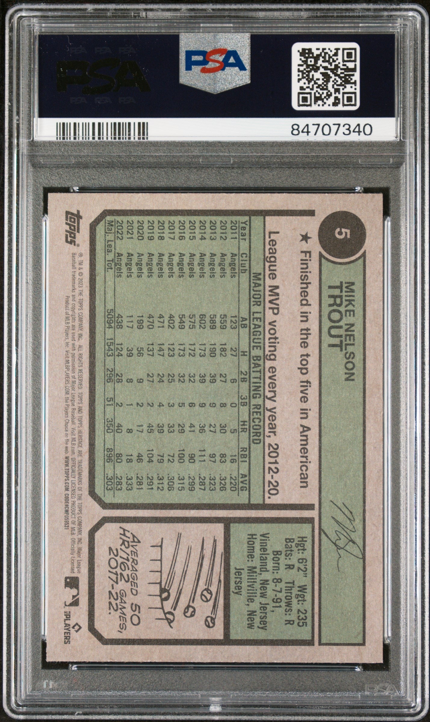 2023 TOPPS HERITAGE MIKE TROUT  #5 - PSA 10