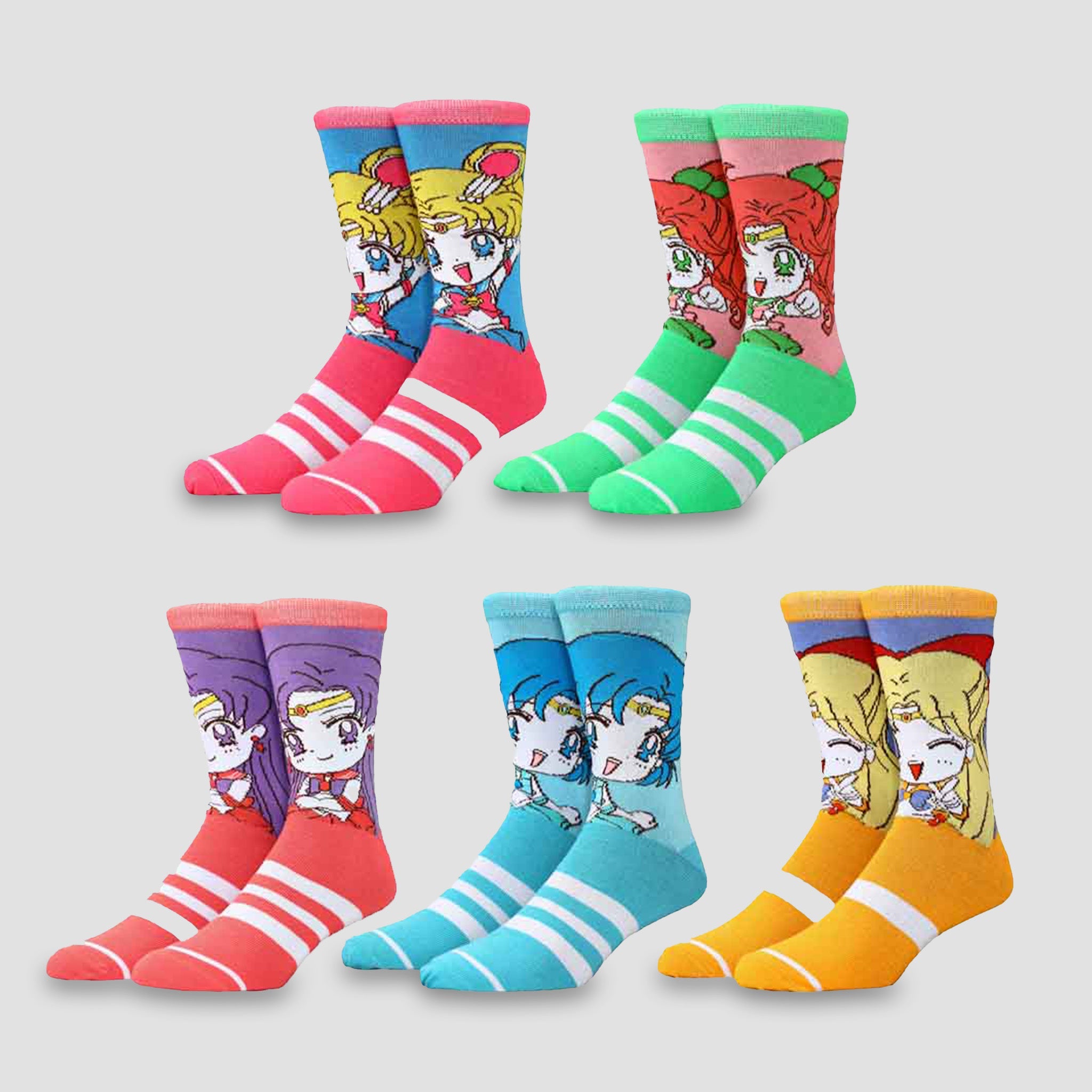 Sailor Moon Sailor Scouts 5-Pack Unisex Crew Socks
