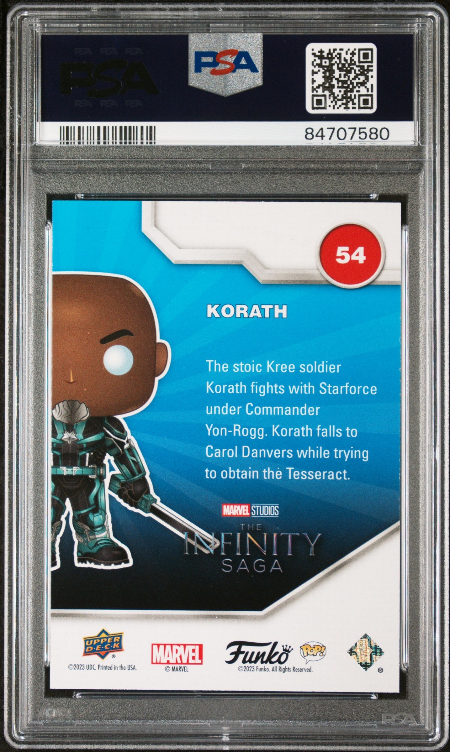 2023 UPPER DECK FUNKO POP MARVEL  KORATH PATINA #54  PSA 10