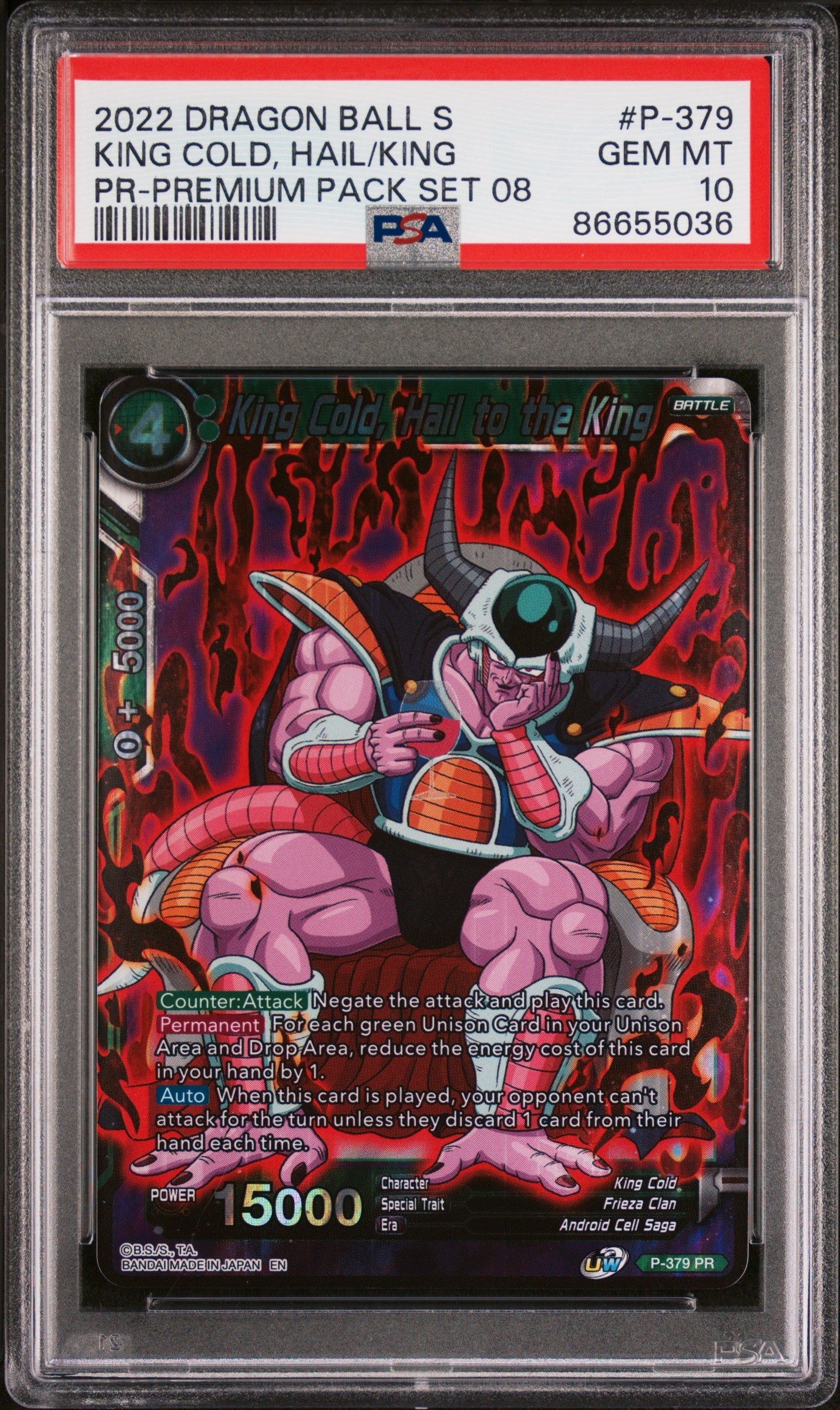 2022 DRAGON BALL SUPER KING COLD, HAIL/KING #P-379 - PSA 10