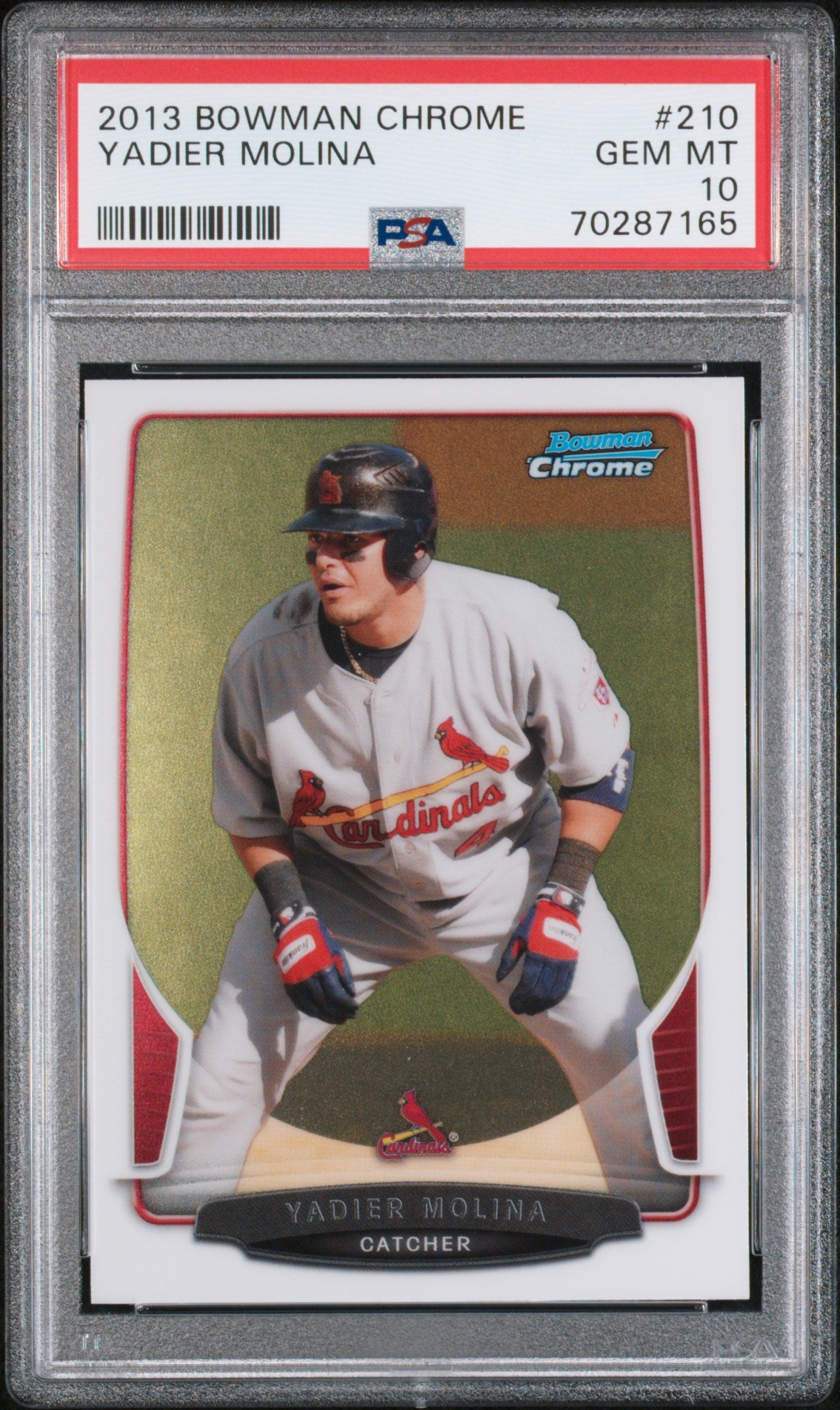 2013 BOWMAN CHROME YADIER MOLINA  #210 - PSA 10