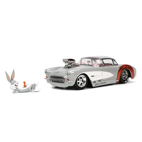 *Dent/Ding Packaging* - Looney Tunes Hollywood Rides 1956 Chevrolet Corvette with Bugs Bunny Figure