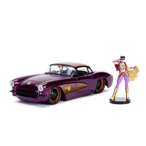 *Dent/Ding Packaging* - DC Bombshells Batgirl 1957 Chevy Corvette 1:24 Scale Die-Cast Metal Vehicle