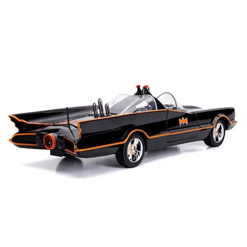 Batman 1966 TV Series Batmobile 1:18 Scale Die-Cast Metal Vehicle with Lights 3-Inch Batman and Robin Figures