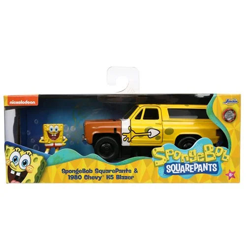 *Dent/Ding Packaging* - Hollywood Rides 1980 Chevy Blazer K5 1:32 Die-Cast Metal Vehicle with SpongeBob SquarePants Nano Figure