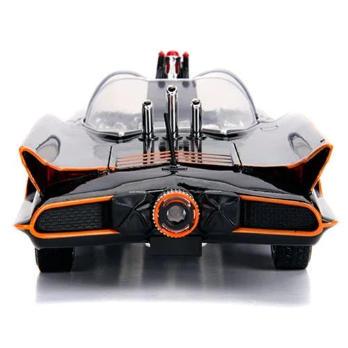 Batman 1966 TV Series Batmobile 1:18 Scale Die-Cast Metal Vehicle with Lights 3-Inch Batman and Robin Figures