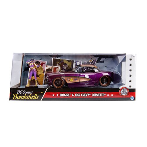 *Dent/Ding Packaging* - DC Bombshells Batgirl 1957 Chevy Corvette 1:24 Scale Die-Cast Metal Vehicle