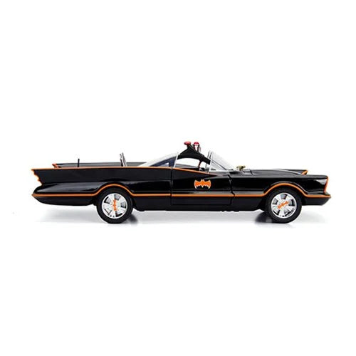 Batman 1966 TV Series Batmobile 1:18 Scale Die-Cast Metal Vehicle with Lights 3-Inch Batman and Robin Figures